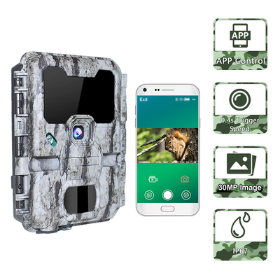 জলরোধী IP67 30mp 1080p ওয়াইফাই হান্টিং ট্রেল ক্যামেরা 0.25s ট্রিগার গতি