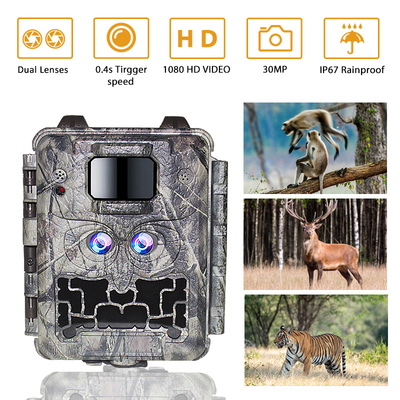 DC12V ডুয়াল লেন্স 1080P ওয়াইল্ডলাইফ ট্রেল ক্যামেরা 13MP CMOS নো গ্লো ক্যাম