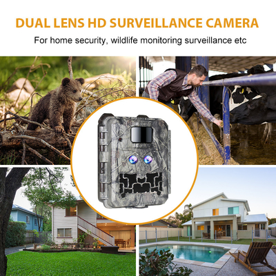DC12V ডুয়াল লেন্স 1080P ওয়াইল্ডলাইফ ট্রেল ক্যামেরা 13MP CMOS নো গ্লো ক্যাম