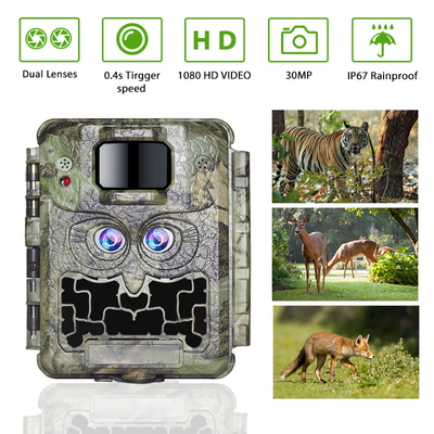DC12V ডুয়াল লেন্স 1080P ওয়াইল্ডলাইফ ট্রেল ক্যামেরা 13MP CMOS নো গ্লো ক্যাম