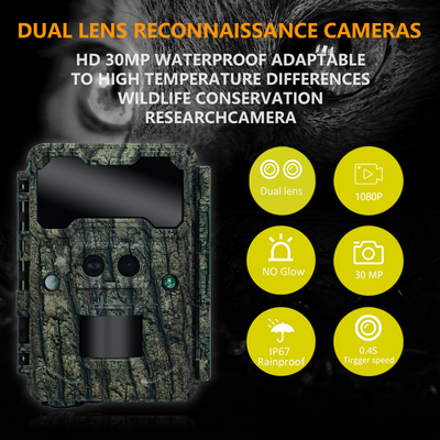 KW696 বহিরঙ্গন শিকার ক্যামেরা ডুয়াল লেন্স 30MP no-glow trail ক্যামেরা 1080p নাইট ভিশন 512G জন্য