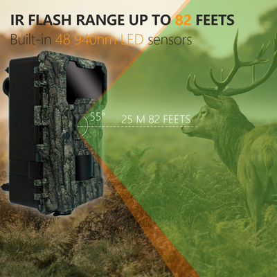 KW696 বহিরঙ্গন শিকার ক্যামেরা ডুয়াল লেন্স 30MP no-glow trail ক্যামেরা 1080p নাইট ভিশন 512G জন্য
