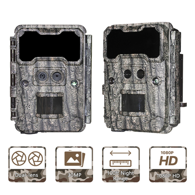 KW696 বহিরঙ্গন শিকার ক্যামেরা ডুয়াল লেন্স 30MP no-glow trail ক্যামেরা 1080p নাইট ভিশন 512G জন্য
