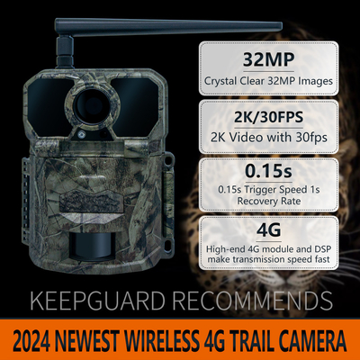 2024 সর্বশেষ 4G ওয়্যারলেস ট্রায়াল ক্যামেরা KW896 30MP 0.15s ট্রিগার গতি 100 ফুট নাইট রেঞ্জ জলরোধী IP65 শিকার ক্যামেরা