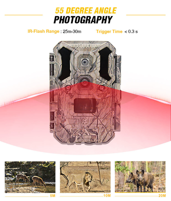 ইনফ্রারেড LEDs ওয়াইল্ডলাইফ হান্টিং ক্যামেরা 30MP 1080P IP66